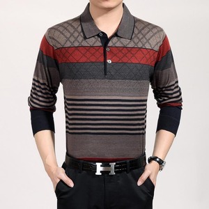 Polos a cuadros de algodón a rayas para hombre, camiseta de manga larga para primavera y otoño, ropa básica para hombre, camisetas informales de algodón al por mayor - Product Image 4
