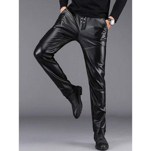กางเกงจ็อกเกอร์หนังเทียมผู้ชายสุดเทรนดี้ สไตล์โมเดิร์นสตรีท กางเกง PU เอวยางยืดใส่สบาย ขายออนไลน์ - Product Image 6