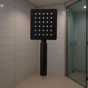 Manija de Ducha Cuadrada de Acero Negro Mate, Accesorios para Baño y Aseo - Product Image 3