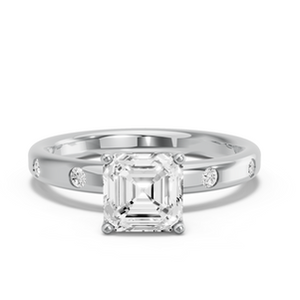 Bague en diamant Asscher Tulip Basket avec bande d'accentuation élégante - Product Image 1
