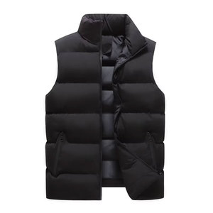 Veste d'hiver unie et chaude pour hommes Veste d'hiver légère et douce sans manches Veste de couleur unie pour hommes - Product Image 4