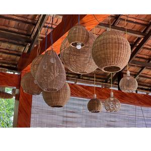 Abat-jour en rotin rond fait à la main, moderne, décoratif, écologique, avec cadre en fer thermolaqué, pour usage intérieur (hôtel, maison) - Product Image 5