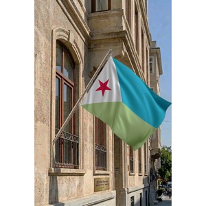 DJIBOUTI Wall-Mounted Telescopic Flagpole <b>Set</b> with Polyester Banners Digital Printing Techniques for Graphics - Product Image 2