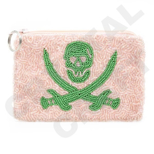 Geen Beautiful Fashionable Coin Pouch Wallet with Skull Seed Beaded <b>Accessory</b> <b>Targeted</b> for Fashion Enthusiasts - Product Image 1