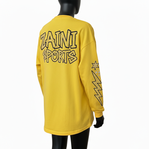 Premium cotton jersey long sleeve <b>t</b> <b>shirt</b> mustard <b>yellow</b> soft feel rhinestone heat transfer custom logo long sleeve <b>shirt</b> Cotton - Product Image 5