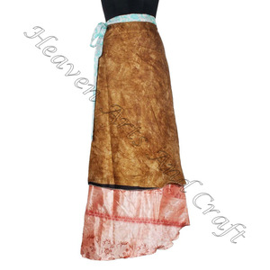 Saree jupe portefeuille en gros longue soie jupe portefeuille boho élégant multi couleur vêtements d'été confortable mode style hippie - Product Image 1