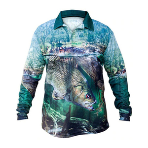 Long Sleeve Men's <b>Fishing</b> Polo Shirts 100% Polyester Breathable <b>Light</b> Weight UPF50+ Custom Sublimation Tournament - Product Image 2