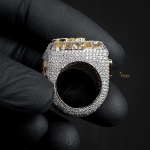 Bague Moissanite en or massif 10 carats pour hommes de luxe bijoux Bling Style Hip Hop glacé audacieux pour cadeau religieux de rue - Product Image 4