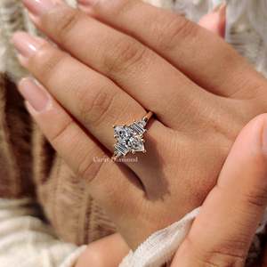 5 <b>Stone</b> Engagement <b>Ring</b> with <b>Two</b> Baguette Side Diamonds Elegant Diamond <b>Rings</b> Collection - Product Image 6