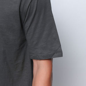 T-shirts décontractés pour hommes à manches courtes en coton 100% de haute qualité, coupe ample et carrée, unis, anti-froissement, noir, prix bas, OEM - Product Image 6