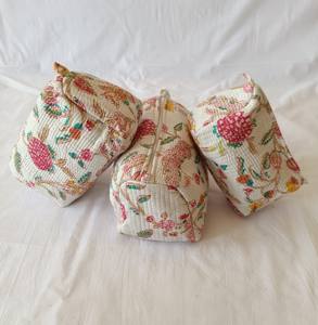 Juego de Bolsas de Viaje Acolchadas de Algodón Ecológico, Estampado Floral y Animal Vintage, Bolsas de Cosméticos con Cierre de Cremallera de Gran Capacidad - Product Image 2