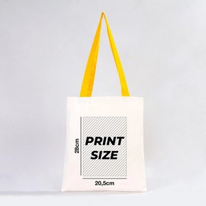 Custom 14 X 16 (35x40 Cm) Size 10 oz Cotton Canvas Purse Shape Tote Ba Yellow Handles Open Closure Pattern Eco Friendly <b>Bags</b> - Product Image 2