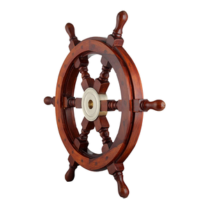 Barco de madera de playa náutica moderna con acabado Natural, volante de barco para el hogar, barco interior, rueda de barco para uso decorativo - Product Image 1