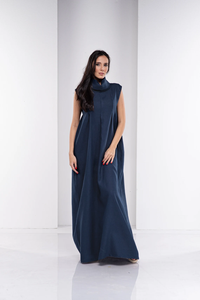Vestido maxi de lino Ropa azul Vestidos de lino para mujer Vestido maxi de lino largo y suelto - Product Image 4