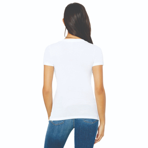 Camisetas informales con cuello en V para mujer, Color personalizado, manga corta, algodón transpirable, en blanco, cómodas, estampado liso, OEM personalizado - Product Image 2