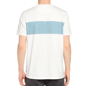 Custom Cotton T-Shirt Mens Streetwear White Blue <b>Panel</b> Design Casual Crewneck Playeras Camisas Apparel Design Wholesale OEM - Product Image 2