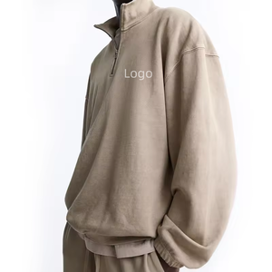 Wholesale Custom High Quality Hoodie <b>Half</b> <b>Zip</b> <b>Men</b> French Terry Basics <b>Sweatshirt</b> 1/4 Quarter <b>Zip</b> With Stand-up Collar Pullover - Product Image 2