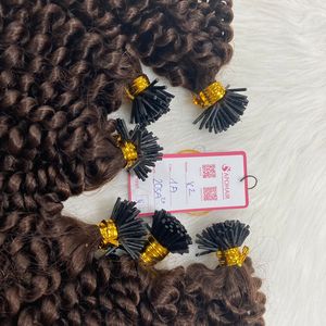Hot Sale No Tangle Hair Extensions Vietnamese Cuticle Aligned Raw Human Hair Dark Brown Kinky Curly Natural Wave I Tip Vendors - Product Image 6