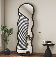 Miroir mural et de sol en tissu polaire Teddy beige 60x160cm, en bois MDF, décoration intérieure moderne et mignonne, directement de l'usine, certifié BSCI