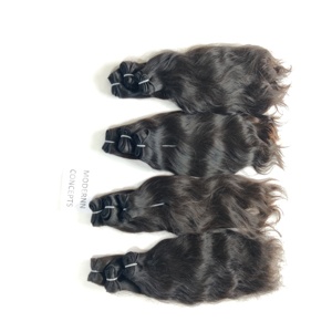 Venta al por mayor de color natural sin procesar cutícula alineada paquetes virgen ondulado indio templo extensiones de cabello humano - Product Image 3