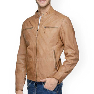 OEM ODM Custom Logo Design High Quality Canvas Casual Leather <b>Jacket</b> For <b>Men</b> and With Zipper Stand Leather <b>jacket</b> - Product Image 5