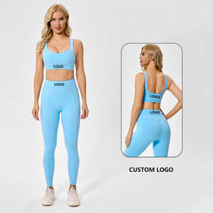 Logo personnalisé femmes séchage rapide vêtements d'entraînement sport soutien-gorge leggings 2 pièces costume Gym Fitness ensembles Yoga ensemble pour les femmes - Product Image 1
