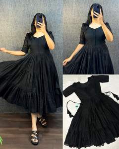 Robe mi-longue évasée et à volants pour femme Unity Luxure, en tissu dobby de coton doux de qualité supérieure - Product Image 4