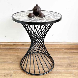 Contemporary Round Living Room <b>Coffee</b> <b>Table</b> CFD68148 with Ceramic Top and Iron <b>Legs</b> Stylish Decorative Furniture - Product Image 4
