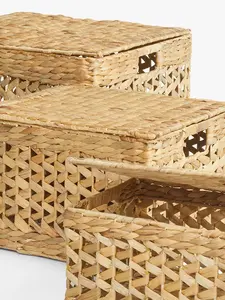 New Choice Set Water Jacinto Cesta tejida rectangular Lavandería OEM Aceptable Logotipo personalizado en la fábrica de Vietnam - Product Image 4