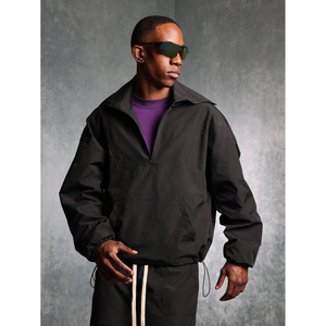 Veste légère à glissière en nylon pour hommes avec logo personnalisé Ensemble de tissu en toile surdimensionné style pull-over coupe-vent de qualité supérieure - Product Image 3