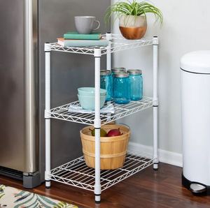 White steel <b>storage</b> shelving <b>rack</b> bulk quantity hot sell for home hotels and restaurant <b>kitchen</b> living room made in india 2023 - Product Image 3