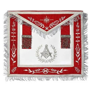 Delantal de bordado a máquina hecho a mano con cinta por encargo masónico según delantales de demanda OEM - Product Image 1