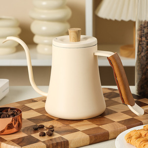 Olla de agua caliente para café por goteo a mano de acero inoxidable, tetera de <span class=keywords><strong>pico</strong></span> <span class=keywords><strong>fino</strong></span> y largo con cuello de ganso, tetera para acampar con mango de madera, jarra de café de Metal - Product Image 2