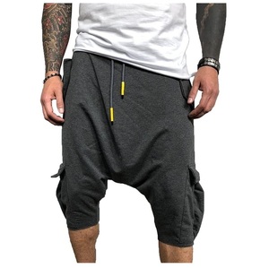 Shorts de sport pour homme en coton/polyester de haute qualité, anti-froissement, longueur genou, entrejambe tombant, cordon de serrage, lavés, style urbain, OEM - Product Image 4