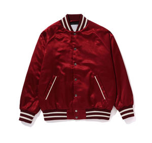 แจ็กเก็ตเบสบอลผ้าซาตินโพลีเอสเตอร์100% เสื้อแจ็กเก็ตกลางแจ้งระบายอากาศใส่โลโก้ได้ตามต้องการ - Product Image 5