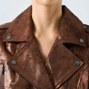 Veste en cuir véritable pour femmes de conception de vente chaude unique Vêtements décontractés Veste en cuir pour femmes de taille adulte - Product Image 5