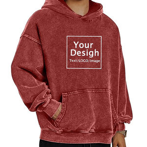 Sudadera con capucha lavada con ácido y logotipo personalizado Sudadera con capucha lavada con ácido unisex sudadera vintage de gran tamaño con capucha lavada para mujeres, hombres y parejas - Product Image 2