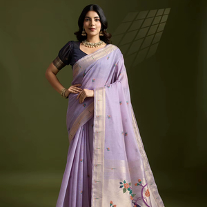 ชุดผ้าส่าหรีทอผ้าสำหรับงานแต่งงานของผู้หญิงชุดแฟนซีสุดคลาสสิกจากอินเดีย - Product Image 1