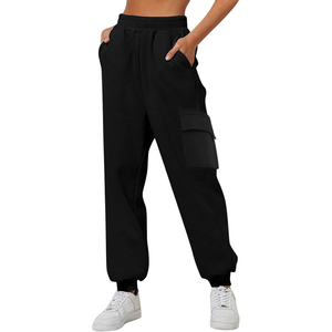 Pantalon de jogging cargo ample en tissu doux pour femmes avec cordon de serrage à la taille joggers de gym décontractés avec poches - Product Image 6