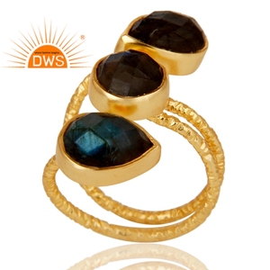 Hot Selling Sterling Silver 18K Gold Plated Natural <b>Labradorite</b> Gemstone <b>Ring</b> Custom Jewelry Manufacturer - Product Image 2