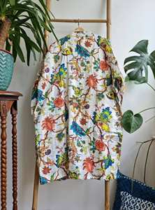 Pretty White Peach Rust Lime Exotic Tropical Floral Bloom Kantha Kimono Mujeres y niñas Verano Primavera Vestidos con conjuntos de artículos - Product Image 3