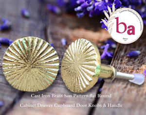 Venta caliente hierro fundido latón hijo patrón plano redondo gabinete cajón perillas para cocina dormitorio armario puerta armario tocador uso - Product Image 2