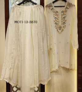 Organza de seda sin coser de diseñador moderno Salwar Kameez bordado a mano elegante traje de fiesta de boda indio y paquistaní de longitud larga - Product Image 1