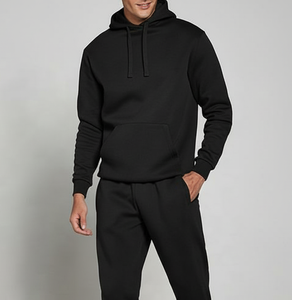 Custom Logo <b>Winter</b> Solid Cotton Tracksuit | Breathable Anti-Bacterial Fleece Hooded Casual <b>Hoodie</b> and Jogger Set for Men - Product Image 3