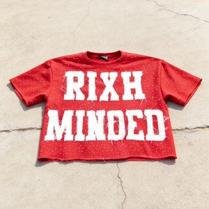 เสื้อยืดแฟชั่นทรงบ็อกซี่โอเวอร์ไซส์สำหรับผู้ชาย คุณภาพสูง ผ้าฝ้าย 100% แต่งลายปักคริสตัลแบบซันเฟด ทรงครอป - Product Image 1