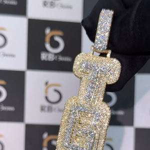 Pendentifs et breloques fins, style chrétien hip-hop, certifiés IGI, pierres précieuses RB, lettres personnalisées, plaqué or rose/argent, taille brillant, S925 VVS - Product Image 2