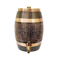 Distributeur d'eau moderne en cuivre finition foncée avec bande en cuivre gravée et ornée, robinet en laiton, grande capacité, compatible lave-vaisselle et micro-ondes