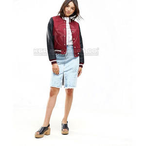 Premium Femmes Manches En Cuir Varsity Veste Rétro Bomber Letterman Veste pour College Team Casual Fashion - Product Image 6