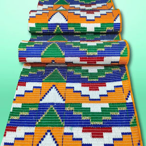 Tissu de conception ethnique, vêtement traditionnel, largeur 51 pouces, tissage jacquard Kente, 100% coton, poids moyen 270, accessoires - Product Image 2