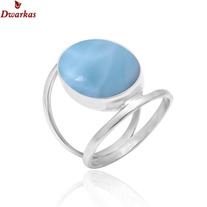 Anillo de piedras preciosas Larimar de Plata de Ley 925 clásico proveedor de joyería fabricante al por mayor - Product Image 3